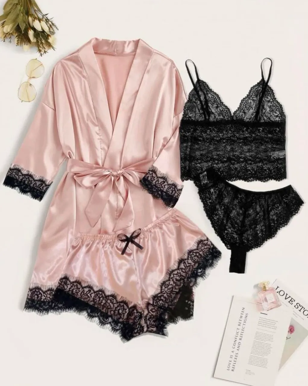 Ensemble lingerie rose